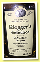 Mortlach 20 yo 1995/2015 (55%, Riegger’s Selection, second fill, 179 bottles) Mortlach 20 yo 1995/2015 (55%, Riegger’s Selection, second fill, 179 bottles)
