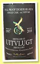 Uitvlugt 1997/2018 (48.9%, The Wild Parrot, Guyana, cask #WP97489)