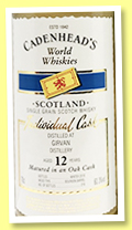 Girvan 12 yo 2006/2018 (60.3%, Cadenhead, World Whiskies, bourbon barrel, 216 bottles)