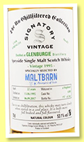 Glenburgie 22 yo 1995/2017 (53.1%, Signatory Vintage for Maltbarn, hogshead, cask #6508, 246 bottles) Glenburgie 22 yo 1995/2017 (53.1%, Signatory Vintage for Maltbarn, hogshead, cask #6508, 246 bottles)