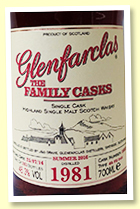 Glenfarclas 1981/2016 Family Casks (48.3%, OB, cask #1607, 4th fill butt, 265 bottles) Glenfarclas 1981/2016 Family Casks (48.3%, OB, cask #1607, 4th fill butt, 265 bottles)