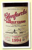 Glenfarclas 1994/2018 Family Casks (53.3%, OB, cask #1580, refill sherry butt, 552 bottles) Glenfarclas 1994/2018 Family Casks (53.3%, OB, cask #1580, refill sherry butt, 552 bottles)