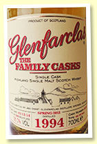 Glenfarclas 1994/2015 Family Casks (56.0%, OB, cask #4319, 4th fill butt, 640 bottles) Glenfarclas 1994/2015 Family Casks (56.0%, OB, cask #4319, 4th fill butt, 640 bottles)