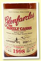 Glenfarclas 1998/2018 Family Casks (50.8%, OB, cask #3587, 4th fill butt, 470 bottles) Glenfarclas 1998/2018 Family Casks (50.8%, OB, cask #3587, 4th fill butt, 470 bottles)
