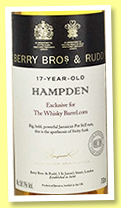 Hampden 17 yo 2000/2018 (58.1%, Berry Bros & Rudd for The Whisky Barrel, Jamaica, cask #54, 189 bottles)