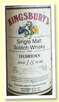 Hebrides 18 yo 1983/2001 (58.0%, Kingsbury, cask #101) Hebrides 18 yo 1983/2001 (58.0%, Kingsbury, cask #101)