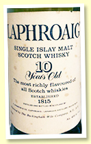 Laphroaig 10 yo (45%, OB, Buckhingham Wile Co NY NY, late 1980s)