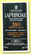 Laphroaig 12 yo 2005/2017 (55.3%, OB, for CWS China, 340 bottles) Laphroaig 12 yo 2005/2017 (55.3%, OB, for CWS China, 340 bottles)