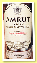 Amrut 2011/2018 (60%, OB for Kirsch Import Germany, India, oloroso sherry butt, cask #4133, 300 bottles) Amrut 2011/2018 (60%, OB for Kirsch Import Germany, India, oloroso sherry butt, cask #4133, 300 bottles)