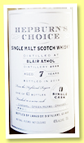 Blair Athol 7 yo 2009/2016 (46%, Hunter Laing, Hepburn’s Choice, 413 bottles) Blair Athol 7 yo 2009/2016 (46%, Hunter Laing, Hepburn’s Choice, 413 bottles)