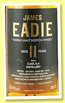 Caol Ila 11 yo 2007/2018 (57.4%, James Eadie, Palo Cortado finish, cask#314431, 300 bottles) Caol Ila 11 yo 2007/2018 (57.4%, James Eadie, Palo Cortado finish, cask#314431, 300 bottles)