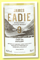 Caol Ila 9 yo 2009/2019 (46%, James Eadie, Small Batch)