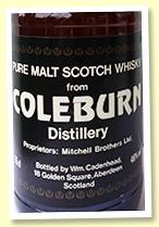 Coleburn 13 yo (46%, Cadenhead Dumpy, -/+ 1980)
Coleburn 13 yo (46%, Cadenhead Dumpy, -/+ 1980)