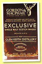 Glen Keith 1968/2018 (52.8%, Gordon & MacPhail for Whisky Warehouse, cask #7893, 42 bottles) Glen Keith 1968/2018 (52.8%, Gordon & MacPhail for Whisky Warehouse, cask #7893, 42 bottles)