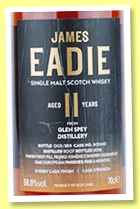 Glen Spey 11 yo 2007/2018 (58.4%, James Eadie, PX cask finish, cask #805410)