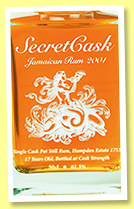 Hampden Estate 17 yo 2001/2018 ‘Secret Cask’ (61.3%, Ramseyer’s, Jamaica, 380 bottles) Hampden Estate 17 yo 2001/2018 ‘Secret Cask’ (61.3%, Ramseyer’s, Jamaica, 380 bottles)