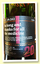 Laphroaig 20 yo 1998/2019 (55.6%, Scotch Malt Whisky Society, #29.262 ‘So long and thanks for all the medicine’, 2nd fill barrel, 231 bottles) 