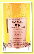 Ben Nevis 27 yo 1990/2018 (59.4%, Signatory Vintage, 30th Anniversary, cask #1505, fino sherry butt, 593 bottles) Ben Nevis 27 yo 1990/2018 (59.4%, Signatory Vintage, 30th Anniversary, cask #1505, fino sherry butt, 593 bottles)