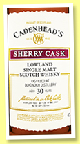 Bladnoch 30 yo 1989/2019 (40.8%, Cadenhead, Sherry Cask, sherry hogshead, 144 bottles) Bladnoch 30 yo 1989/2019 (40.8%, Cadenhead, Sherry Cask, sherry hogshead, 144 bottles)
