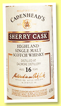 Dalmore 16 yo 2001/2018 (48.9%, Cadenhead, Sherry Cask, 180 bottles) Dalmore 16 yo 2001/2018 (48.9%, Cadenhead, Sherry Cask, 180 bottles)