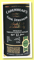 Tomintoul-Glenlivet 12 yo 2006/2019 (54.3%, Cadenhead, Authentic Collection, bourbon barrel, 240 bottles) Tomintoul-Glenlivet 12 yo 2006/2019 (54.3%, Cadenhead, Authentic Collection, bourbon barrel, 240 bottles)