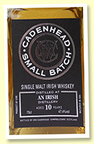 An Irish 10 yo 2006/2019 (47.4%, Cadenhead Small Batch, 2 bourbon hogsheads, 648 bottles) An Irish 10 yo 2006/2019 (47.4%, Cadenhead Small Batch, 2 bourbon hogsheads, 648 bottles)