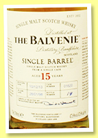 Balvenie 15 yo 1998/2013 ‘Single Barrel’ (47.8%, OB, cask #01620) Balvenie 15 yo 1998/2013 ‘Single Barrel’ (47.8%, OB, cask #01620)