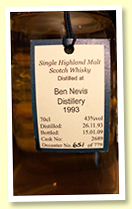 Ben Nevis 1993/2009 (43%, Signatory Vintage ‘Decanter Collection’, cask #2689, 779 bottles)