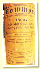 Bowmore 1969/1978 (58%, OB, Fecchio & Frassa import, cask #6639, sherry, 300 bottles) Bowmore 1969/1978 (58%, OB, Fecchio & Frassa import, cask #6639, sherry, 300 bottles)