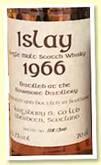 Bowmore 35 yo 1966 (43.7%, Kingsbury, cask #3300, 300 bottles, +/-2001) Bowmore 35 yo 1966 (43.7%, Kingsbury, cask #3300, 300 bottles, +/-2001)
