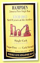 Hampden 8 yo 2011/2019 ‘LFCH’ (61.7%, Velier, Whisky Live Singapore, cask #295, 250 bottles) 