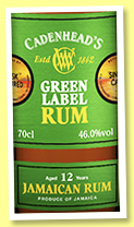 Jamaican 12 yo 2007/2019 (46%, Cadenhead, Green Label, barrel, 2019) Jamaican 12 yo 2007/2019 (46%, Cadenhead, Green Label, barrel, 2019)