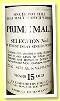 Prime Malt 15 yo ‘Selection No.1’ (45.7%, Munro Watson & Co., 75cl, +/-1980)