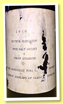 Smith’s Glenlivet 1949 (Proof strength, Archie Kirkland of Glasgow, pure malt whisky, early 1960s?) Smith’s Glenlivet 1949 (Proof strength, Archie Kirkland of Glasgow, pure malt whisky, early 1960s?)
