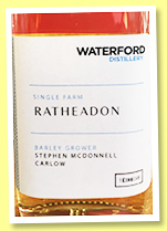 Waterford 3 yo 2016/2019 ‘Ratheadon’ (50%, OB, Irish, sample bottle) Waterford 3 yo 2016/2019 ‘Ratheadon’ (50%, OB, Irish, sample bottle)