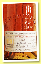 Aberlour 14 yo 2005/2019 (58.7%, OB for The Whisky Lodge, 2nd fill oloroso sherry butt, cask #213017, 630 bottles) Aberlour 14 yo 2005/2019 (58.7%, OB for The Whisky Lodge, 2nd fill oloroso sherry butt, cask #213017, 630 bottles)