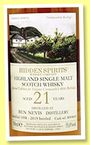 Ben Nevis 21 yo 1998/2019 (55.4%, Hidden Spirits, sherry, cask #BN9819, 279 bottles) Ben Nevis 21 yo 1998/2019 (55.4%, Hidden Spirits, sherry, cask #BN9819, 279 bottles)