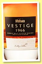 Benriach 46 yo 1966/2012 ‘Vestige’ (44.1%, OB, hogshead, cask #2381, 62 bottles) Benriach 46 yo 1966/2012 ‘Vestige’ (44.1%, OB, hogshead, cask #2381, 62 bottles)