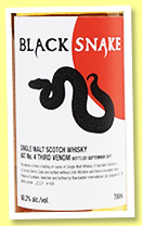 Black Snake ‘VAT No.4 Third Venom’ (60.3%, Blackadder, single malt, 426 bottles, 2017)