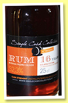 Bodega Pedro Oliver 16 yo (52.3%, Single Cask Collection, Dominican Republic, solera system, +/-2016)
