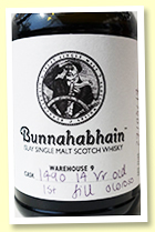 Bunnahabhain 14 yo ‘Warehouse 9’ (59.9%, OB hand fill 2017, 1st fill oloroso sherry, cask #1490) Bunnahabhain 14 yo ‘Warehouse 9’ (59.9%, OB hand fill 2017, 1st fill oloroso sherry, cask #1490)