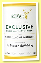 Craigellachie 1970/2016 (54.2%, Gordon & McPhail, Exclusive, for La Maison du Whisky, 1st fill remade hogshead, cask #1607, 93 bottles) Craigellachie 1970/2016 (54.2%, Gordon & McPhail, Exclusive, for La Maison du Whisky, 1st fill remade hogshead, cask #1607, 93 bottles)