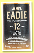 Glen Spey 12 yo 2007/2020 (60%, James Eadie, palo cortado finish, 303 bottles)