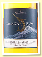Hampden 35 yo 1983/2019 (58.9%, Rum Artesanal, Jamaica, cask #6, 322 x 50cl bottles) Hampden 35 yo 1983/2019 (58.9%, Rum Artesanal, Jamaica, cask #6, 322 x 50cl bottles)
