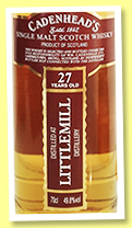 Littlemill 27 yo 1992/2019 (49.8%, Cadenhead, Closed Distillery, bourbon hogshead, 270 bottles) Littlemill 27 yo 1992/2019 (49.8%, Cadenhead, Closed Distillery, bourbon hogshead, 270 bottles)