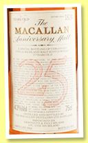 Macallan 25 yo 1962/1988 (43%, OB, Anniversary Malt, Giovinetti Import, Italy) Macallan 25 yo 1962/1988 (43%, OB, Anniversary Malt, Giovinetti Import, Italy)