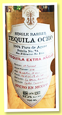 Ocho 3 yo 2008/2012-2016 ‘Extra Anejo’ (53.2%, OB, Las Altena, single barrel, for La Maison du Whisky 60th Anniversary)