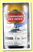 Panama 9 yo 2008/2017 (60.9%, Compagnie des Indes, cask #PSC73, 275 bottles)