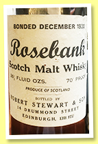 Rosebank 1938 (70°proof, Robert Stewart & Son, 26 2/3 Fl. Ozs, 1960s) Rosebank 1938 (70°proof, Robert Stewart & Son, 26 2/3 Fl. Ozs, 1960s)