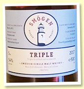 Smögen Triple 5 yo 2011/2017 (54%, OB, cask #5-6/2011, European oak sauternes barriques, 882 bottles) Smögen Triple 5 yo 2011/2017 (54%, OB, cask #5-6/2011, European oak sauternes barriques, 882 bottles)